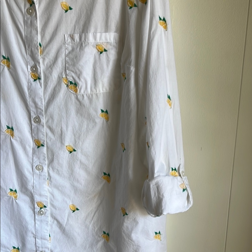 Kim Rogers Women’s Button Down Novelty Print Lemon Citrus Cotton Shirt Sz L - Picture 8 of 11